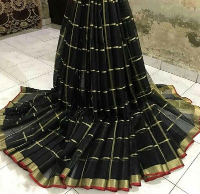 POSHVARIETY Self Design Bollywood Cotton Silk Saree(Black)