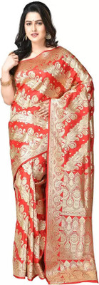 BongSaree Self Design Kanjivaram Handloom Pure Silk Saree(Red)