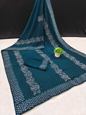 SHREE HARI PRINT Embellished Daily Wear Georgette Saree(Light Blue)