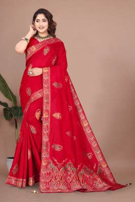 SuratSareeMall Woven, Self Design Banarasi Viscose Rayon Saree(Red)