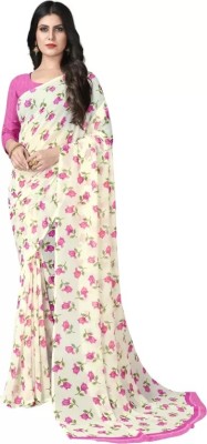 Apnisha Floral Print Daily Wear Chiffon Saree(Pink)