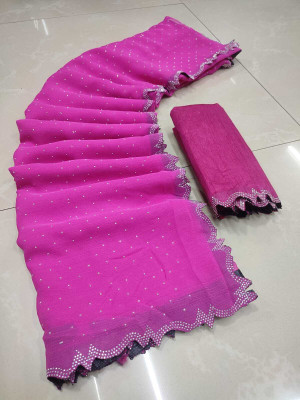 Sareez House Solid/Plain Bollywood Georgette Saree(Multicolor)