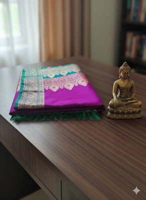 Kalika Fashion Woven, Self Design Banarasi Pure Silk Saree(Purple)