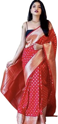 mahakay Woven Banarasi Jacquard Saree(Red)