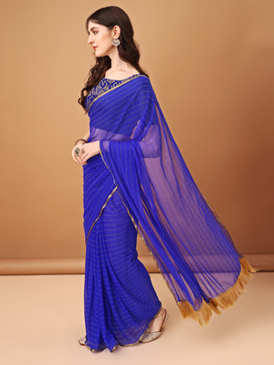 DIVYASHAKTI FASHION Embellished Daily Wear Chiffon Saree(Blue)