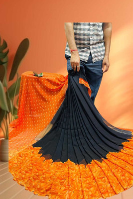 HouseOfCommon Ombre Bollywood Georgette Saree(Orange)