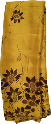 Ninety Fashion Printed Daily Wear Cotton Blend Saree(Yellow)