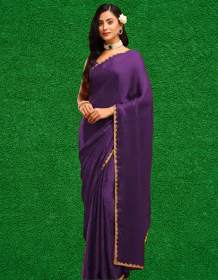 HouseOfCommon Solid/Plain Kanjivaram Jimmy choo Saree(Purple)