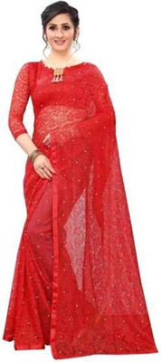 stylevilla Self Design Bollywood Net Saree(Red)