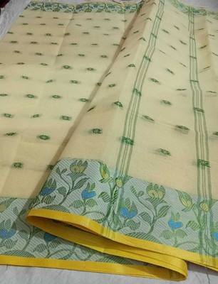 Minu Fashion Self Design Tant Pure Cotton Saree(Beige)