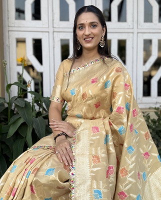 SICHYAH Woven Banarasi Cotton Silk Saree(Beige)