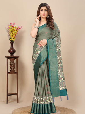 HouseOfCommon Floral Print Kantha Art Silk Saree(Multicolor)