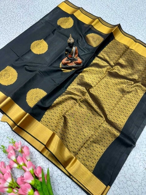 AVANTIKA FASHION Woven Kanjivaram Pure Silk, Art Silk Saree(Black)