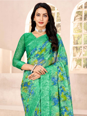 Divastri Printed Daily Wear Chiffon Saree(Light Green)