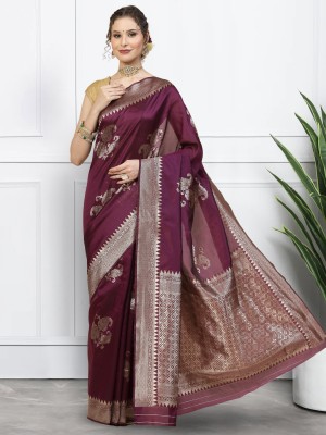 ANANYA Woven Kanjivaram Jacquard, Pure Silk Saree(Maroon)