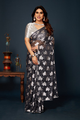 DIVYASHAKTI FASHION Embellished Bollywood Silk Blend Saree(Grey)
