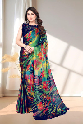 Magneitta Printed, Self Design Daily Wear Chiffon, Georgette Saree(Blue)