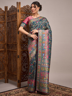 Sareemall Woven Banarasi Viscose Rayon Saree(Blue)