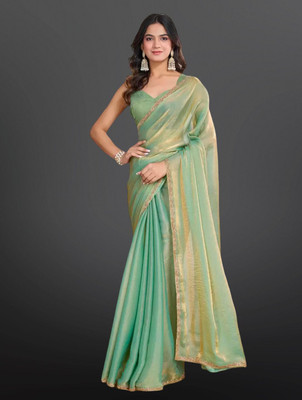PRTRENDZ Self Design Kanjivaram Chiffon, Pure Silk Saree(Green)