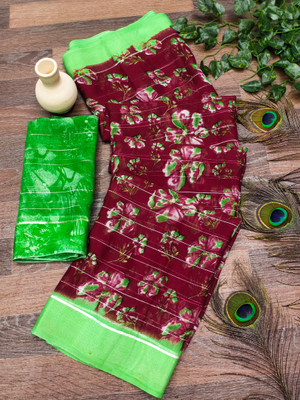 kashvi sarees Floral Print Bollywood Georgette Saree(Green, Maroon)