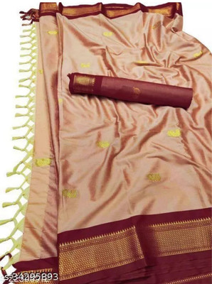 Paithani Self Design Mysore Pure Silk Saree(Brown)