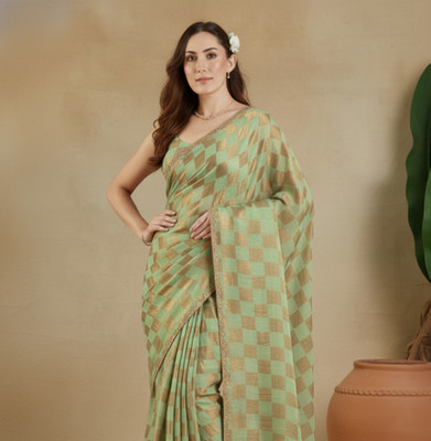Vragi Embellished Bollywood Chiffon Saree(Light Green)