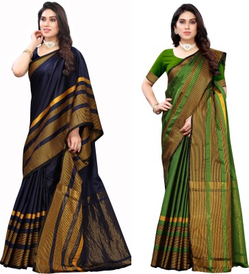 VJ FASHION Solid/Plain Daily Wear Cotton Silk Saree(Multicolor)