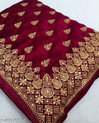 AK Creation Embroidered Bollywood Georgette Saree(Maroon)