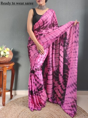 Samah Geometric Print, Printed Daily Wear Silk Blend Saree(Pink, Purple)
