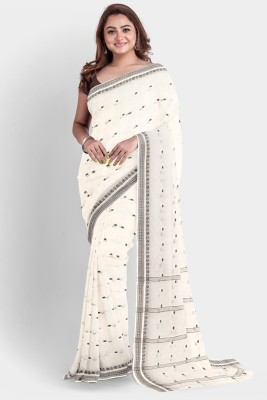 SANVISAREE Woven Tant Pure Cotton Saree(White)