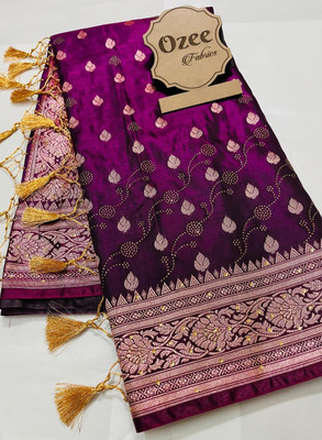 Asfiya collection Woven Banarasi Satin Saree(Purple)