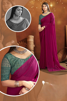 SHILPKALA Embellished Bollywood Chiffon Saree(Pack of 2, Maroon)