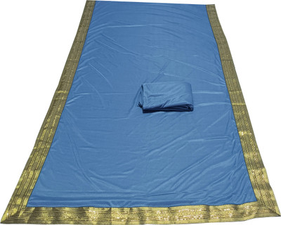 HouseOfCommon Temple Border Bollywood Lycra Blend, Chiffon Saree(Grey)