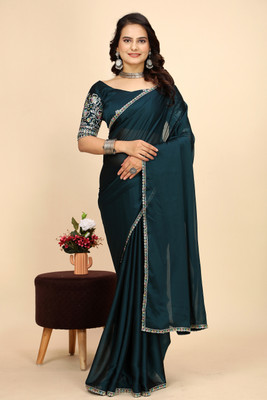 Ttex Printed Bollywood Chiffon Saree(Blue)