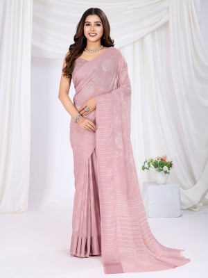 RekhaManiyar Printed Bollywood Georgette Saree(Pink)