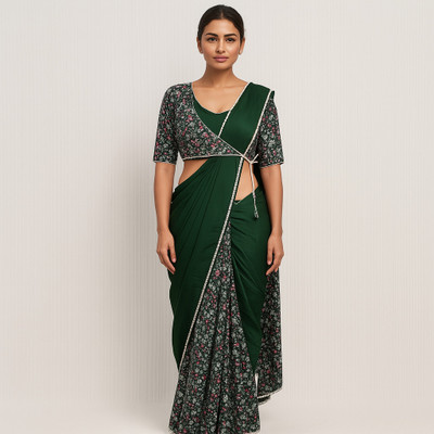 NANCY DESIGNER Self Design Bollywood Art Silk Saree(Dark Green)