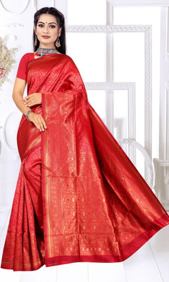 NENCY FASHION Woven Banarasi Silk Blend Saree(Pink)