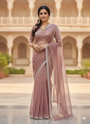 rajfashion Self Design, Woven Bollywood Net Saree(Purple)