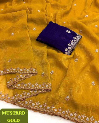 Divastri Embroidered Bollywood Chiffon Saree(Yellow)
