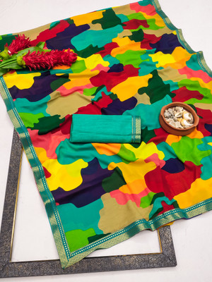 Kanooda Prints Printed Daily Wear Georgette Saree(Multicolor)