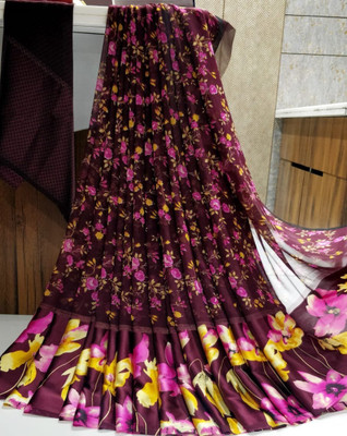 Sanjana Silk Printed Bollywood Georgette Saree(Purple)