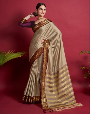 Satrani Woven, Embellished, Self Design Bollywood Jacquard, Pure Silk Saree(Maroon, Beige, Gold)