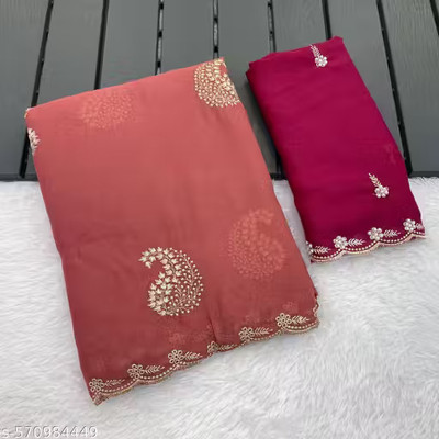LAJEELEE Embroidered Bollywood Georgette Saree(Multicolor)