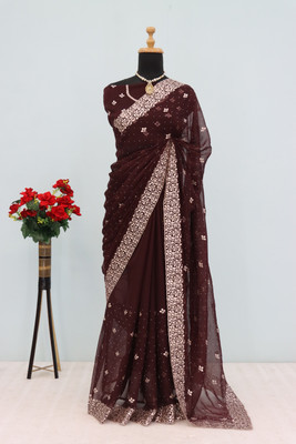 SHUBHDRASHTI NX Embroidered Bollywood Organza Saree(Light Green)