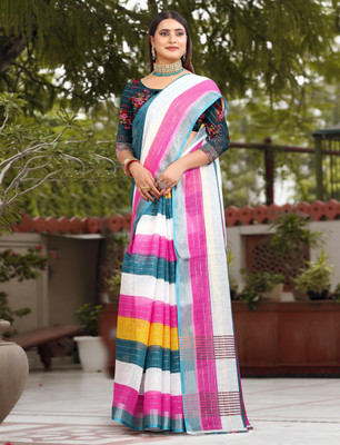 HouseOfCommon Self Design Kanjivaram Pure Cotton, Cotton Linen Saree(Grey)