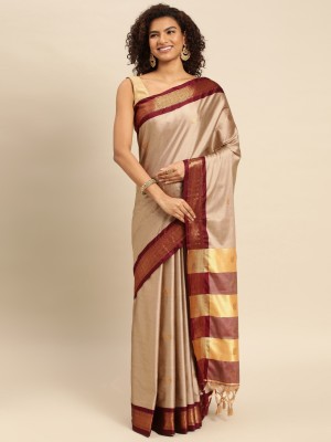 Divastri Woven Bollywood Cotton Silk Saree(Beige)