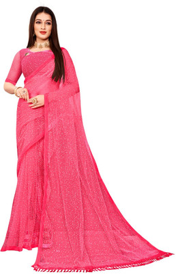 JPBANNA Self Design Bollywood Net Saree(Pink)