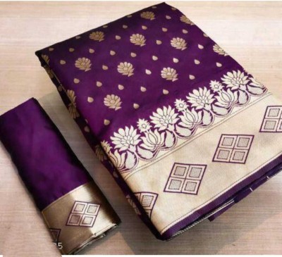 AAGIRI Woven Banarasi Jacquard, Art Silk Saree(Purple)