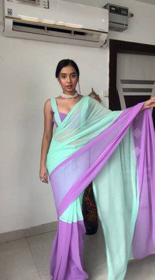 Upalksh Self Design Bollywood Georgette Saree(Light Blue)