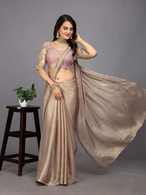 AMIYASILKMILLS Solid/Plain Bollywood Chiffon Saree(Multicolor)